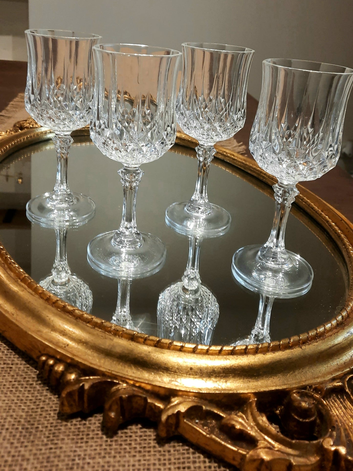 4 verres à vin cristal d'arques modèle longchamps