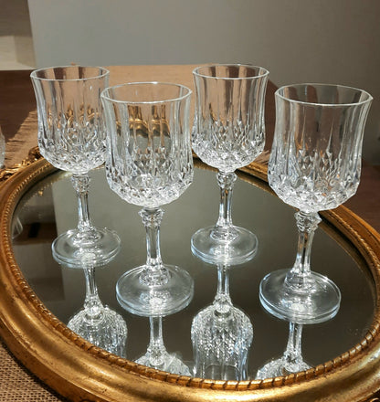 4 verres à vin cristal d'arques modèle longchamps