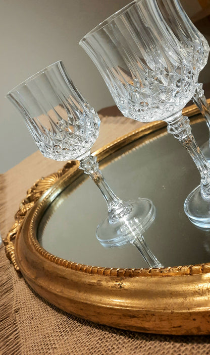 4 verres à vin cristal d'arques modèle longchamps