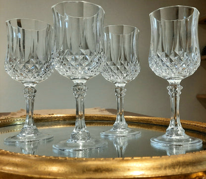 4 verres à vin cristal d'arques modèle longchamps