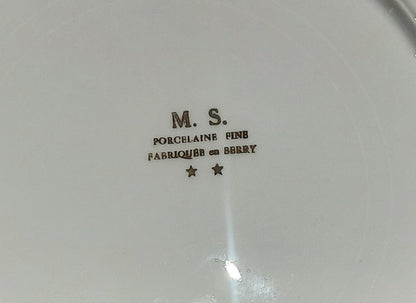 Lot de 8 assiettes en porcelaine fine M.S. - Fabriquées en Berry