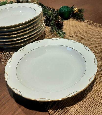 Lot de 8 assiettes en porcelaine fine M.S. - Fabriquées en Berry