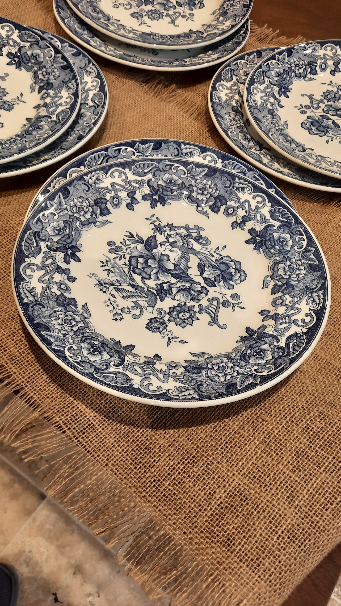 Lot de 8 assiettes plates légèrement ébréchées